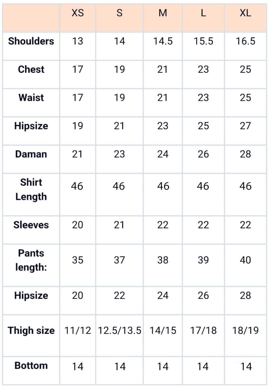 Size Chart